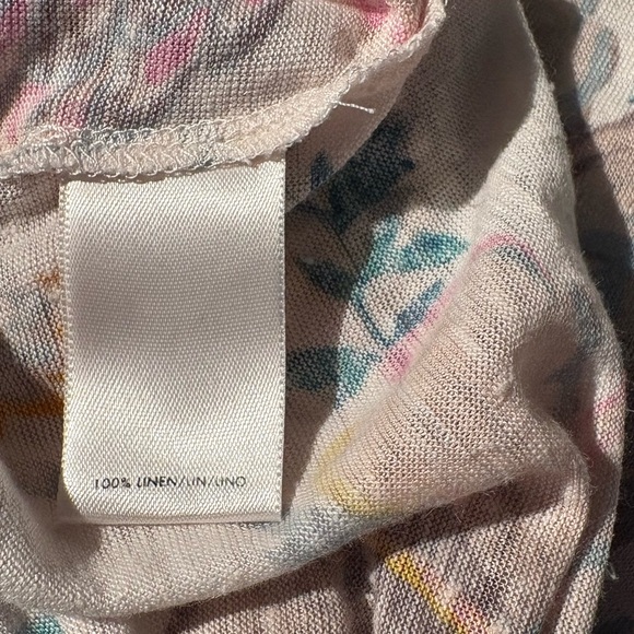 Ann Loft Floral Print Linen V-neck Tee M - Picture 8 of 8
